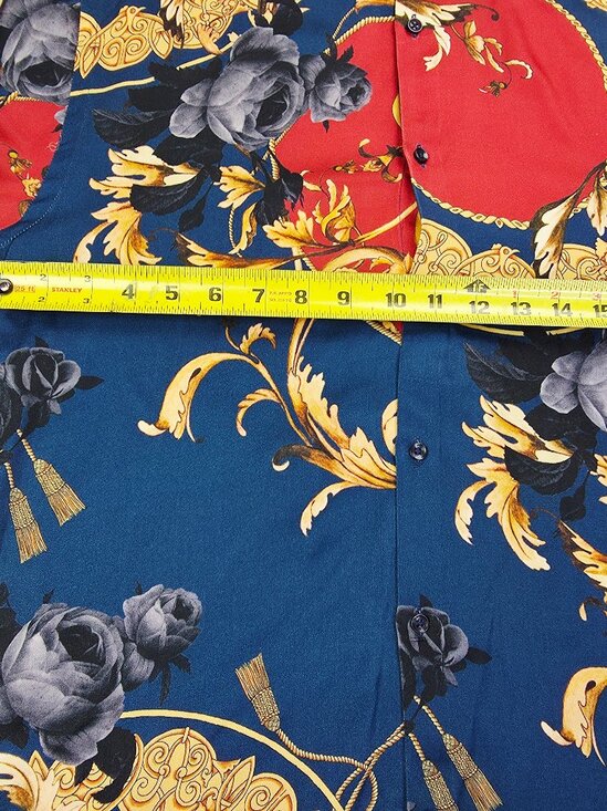 Zara Size Medium Relaxed Fit Mens Navy Floral Viscose Long Sleeve Designer Shirt - Picture 3 of 9